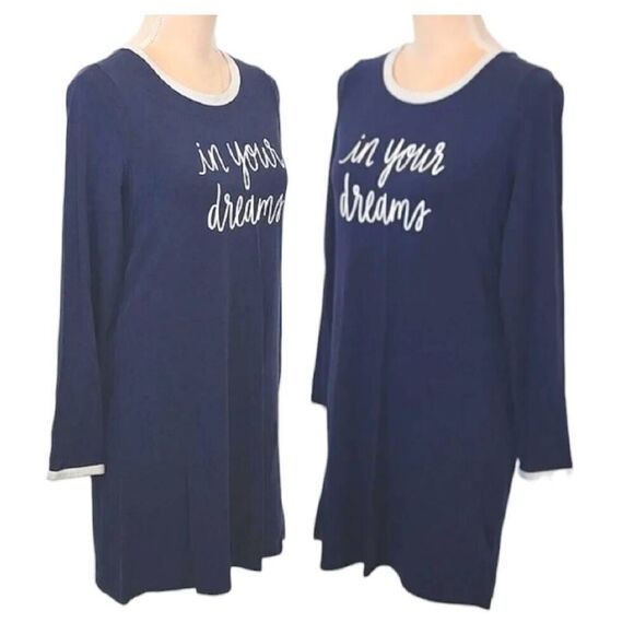Kate Spade Blue "In Your Dreams" Jersey Long Sleeve Nightshirt Size XS - Picture 4 of 14